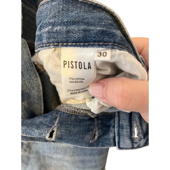 Pistola Distressed Button-Fly Jeans Size 30 Blue Cotton & Rayon Blend - Picture 6 of 7